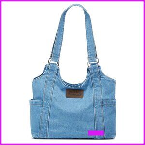Denim Tote Bag Large Capacity Shoulder Bag Retro Chic Women's Handbag